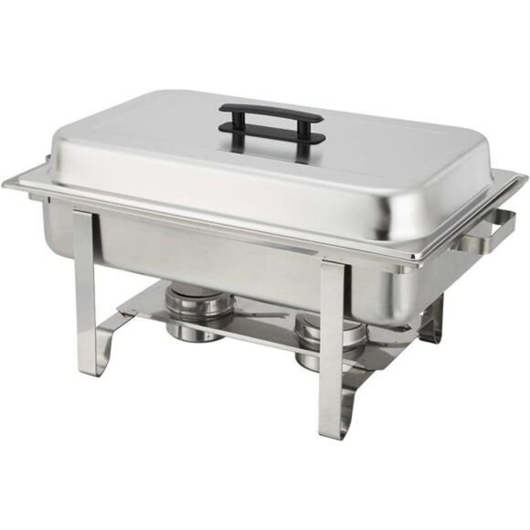 Chafing Dish Buffet Set - Stainless Steel with Steam Pans and Folding Frame - Picture 5 of 6